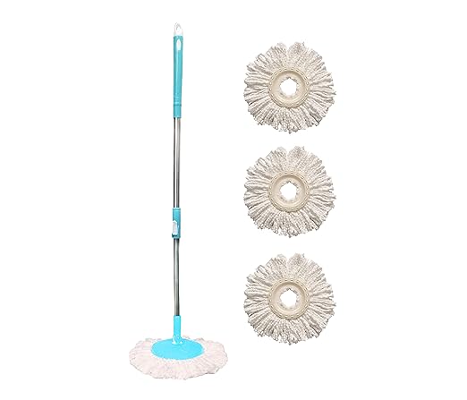 Eco Spin Mop-Rod Stick, Mop Head And 3 Refill -> (** ONE REFIL IS ATTATCHED TO MOP HEAD AND 2 -> *TWO* IS EXTRA **)